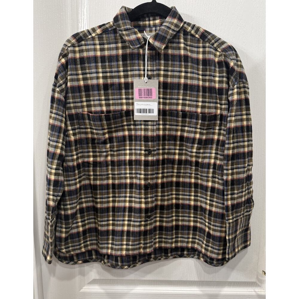 NWT Everlane Women's The Boxy Flannel Shirt XS Brown Plaid Button Down Top